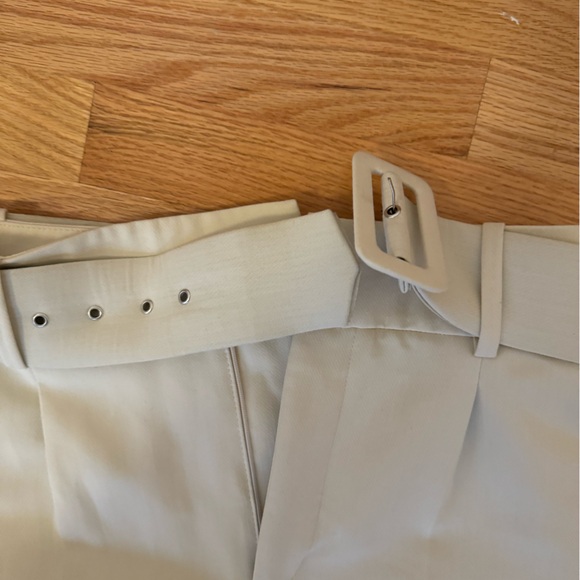Zara cream trouser pants with fabric-covered belt - Picture 10 of 13